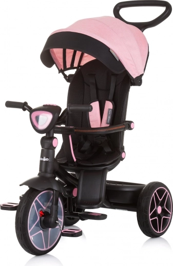 Trehjulet cykel med kaleche og musikboks Chipolino Derby 2-i-1 Flamingo