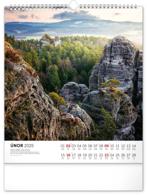 NOTIQUE Vægkalender Rejser gennem det tjekkiske landskab 2025, 30 x 34 cm