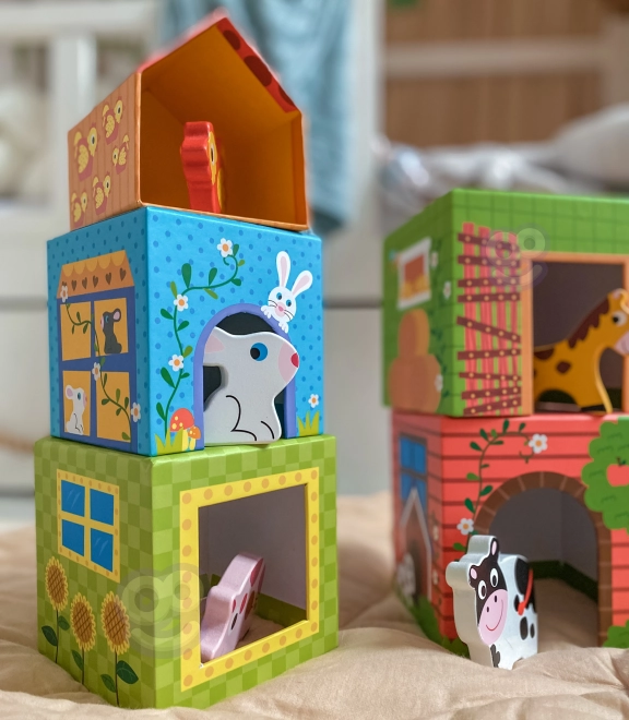 Woopie grøn gård puslespil med klodser og figurer