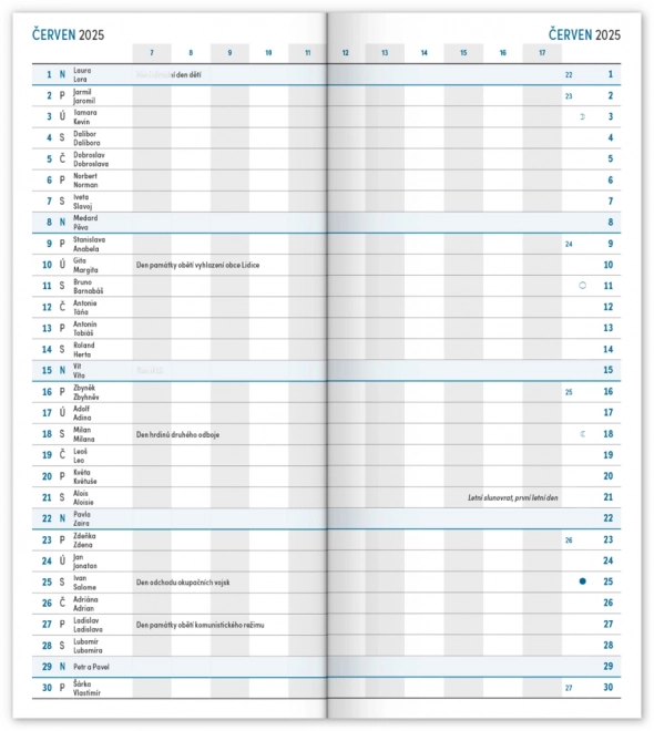 NOTIQUE Lomme Kalender Blå 2025, Månedlig Planlægger, 8 x 18 cm