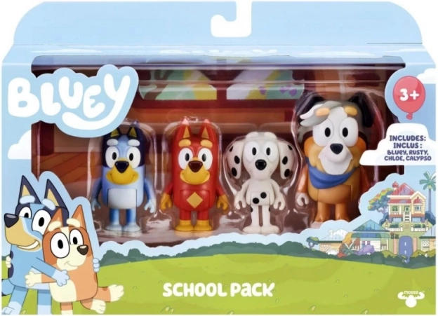 Skolepakke med 4 Bluey-figurer