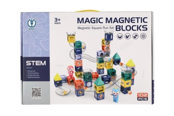 Magnetisk kuglebane med figurer plast 102 stk i kasse 49x35x9cm