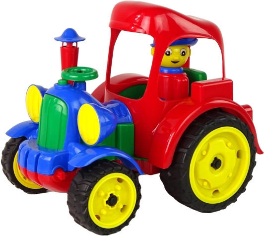 Stor plasttraktor med figur og gummihjul HEMAR