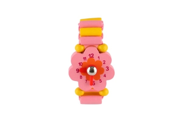 Træ armbåndsure 7cm mix af typer/farver med stativ