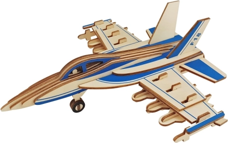 Woodcraft træ 3D-puslespil kampfly F-18