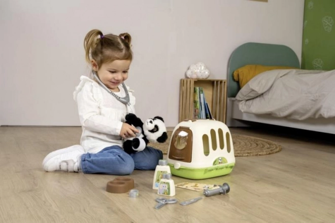 Dyrlægevogn med panda og transportboks 2i1