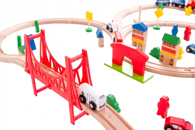 Træjernbane på batteri 90 elementer Ecotoys