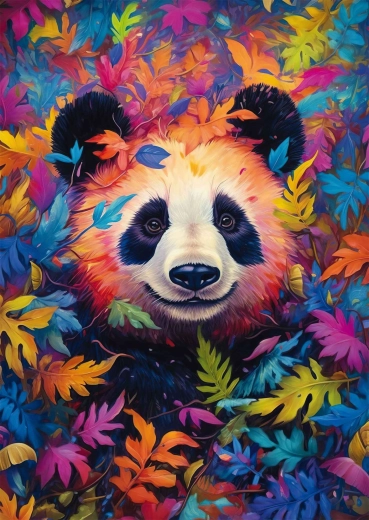 Puslespil panda i den regnbuefarvede skov 1000 brikker