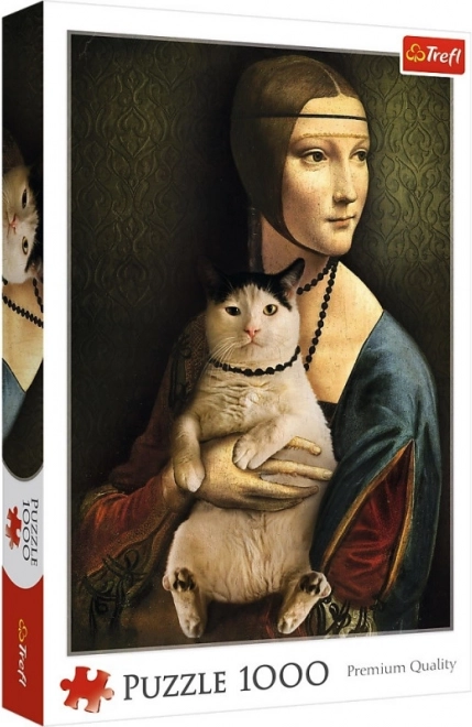 Puslespil 1000 brikker Dame med kat