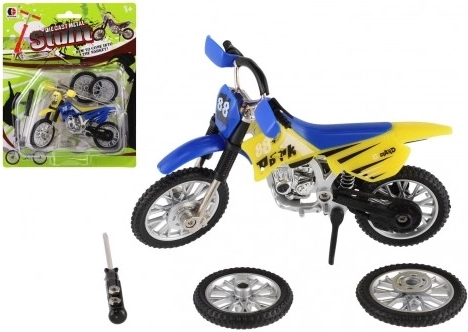Finger-motorcykel med skruetrækker og udskiftelige hjul, 12 cm, metal/plast