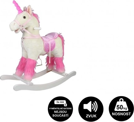 Gyngende plysunicorn 71 cm med lyd og bevægelse – Enhjørning