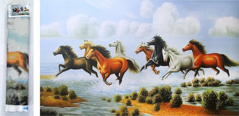 Diamantmaleri Galoperende flok 80x40 cm