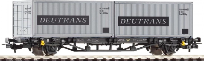Piko fladvogn Lgs579 med 2× 20' containere DEUTRANS DR, epoke IV