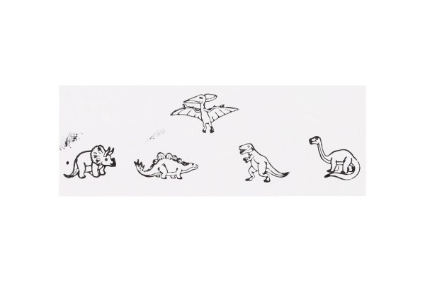 Træstempler 5+1 med pude dinosaurer 3x3cm på kort