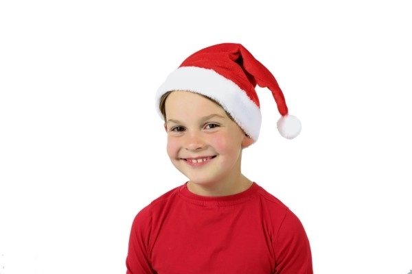 julebørnelue stofdiameter 25 cm på kort karneval