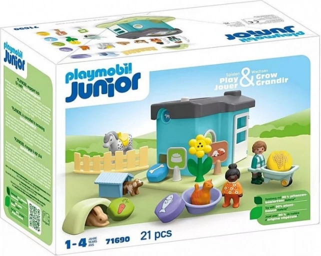 Sæt med figurer Junior 71690 dyrehotel med foderdispenser
