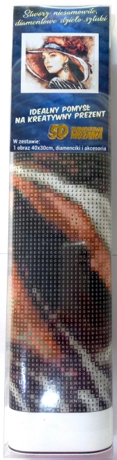 Diamantmaling Dame i hat 30x40cm