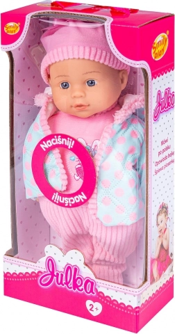Talende baby med hættejakke, 32 cm