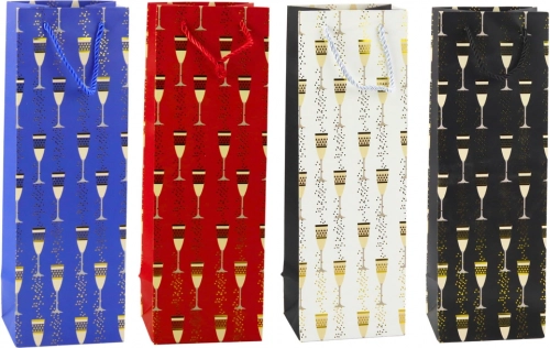 Gavepose til flaske med glas-motiv 36 × 12 × 10 cm