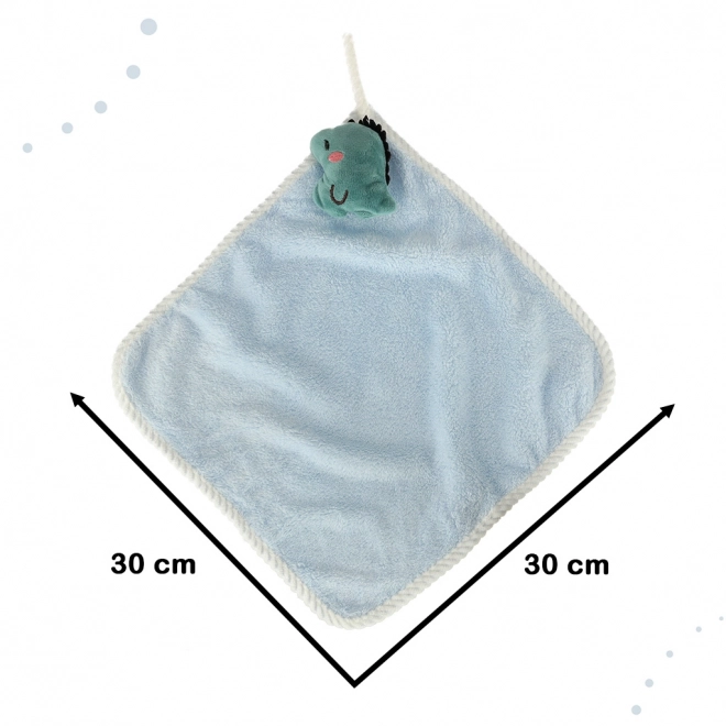Børnehåndklæde til børnehaven 30x30cm blå dinosaur