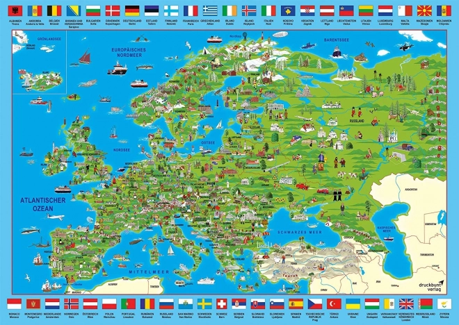 SCHMIDT puslespil illustreret kort over Europa – 500 brikker