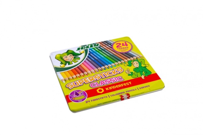 Supersticks 24 farver i metalkasse