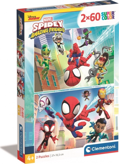 Puslespil 2×60 brikker Spidey og hans fantastiske venner