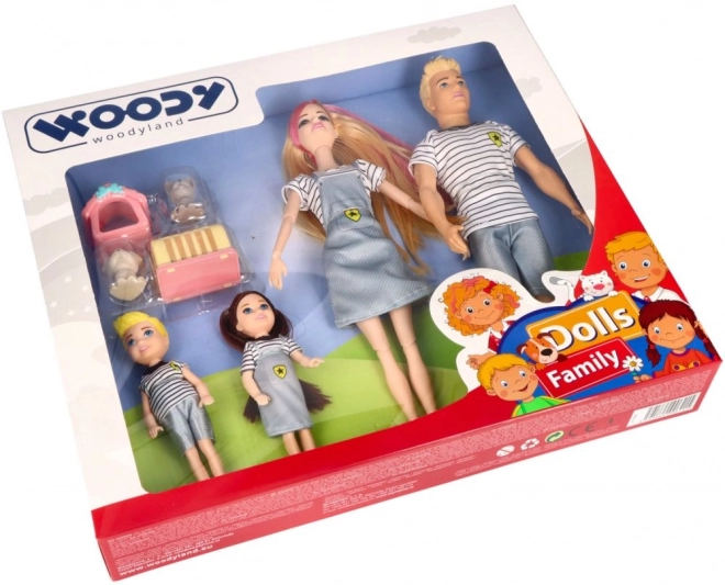 Woodyland Moderne familie af dukker med kæledyr