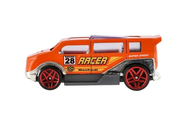 Auto racer 6 stk metal/plastik 8 cm i fri bevægelse i kasse 10,5x27,5x4 cm