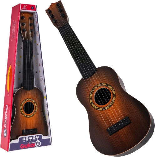 Klassisk børneguitar 3+ med 6 metalstrenge – Mørkebrun