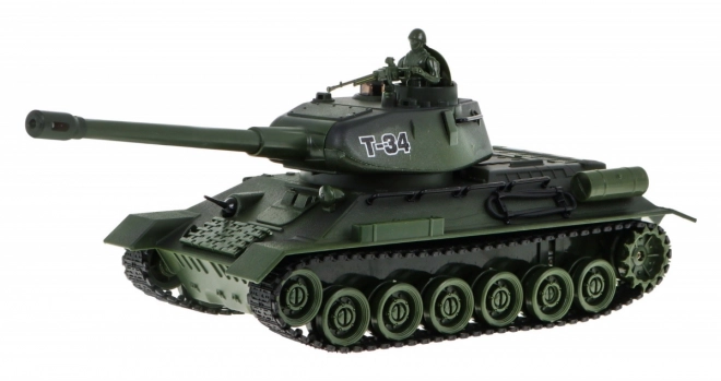Fjernstyrede 2 tanke T-34 vs. Tiger til børn 3+ Skydemodeller 1:28 + Stor tankkamp + Lysende lyde