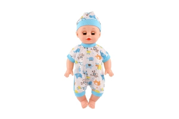 Panenka babydukke plast 32 cm fast krop drikker, tisser på batterier med lyd og tilbehør i pose