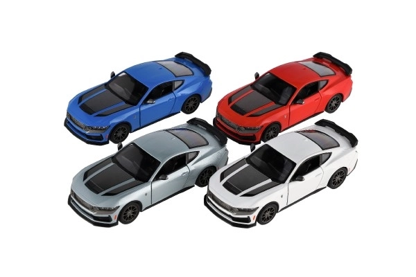 Auto Kinsmart 2024 Ford Mustang Dark Horse 1:38 metal/plast 12,5cm 4 farver med tilbagespoling, 12 stk i kassen