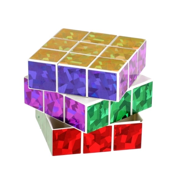 Terning sammenklappelig puslespil plast glitrende 6,5x6,5cm i pose