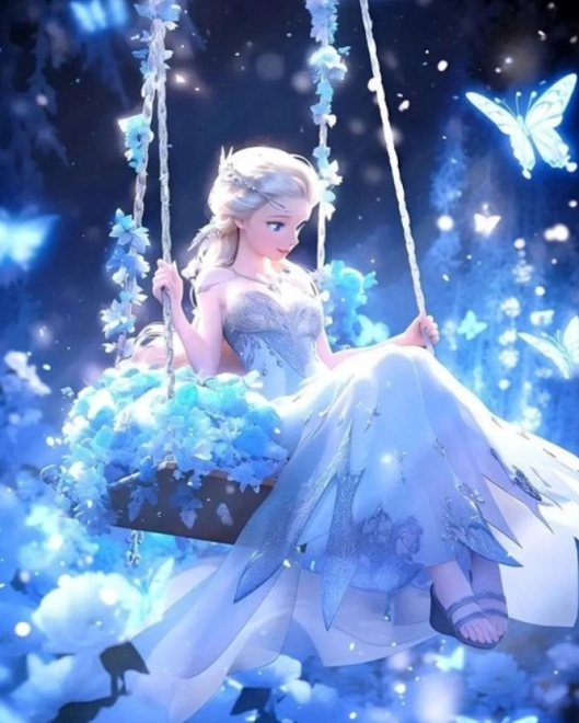 Diamantmaling Elsa på gyngen
