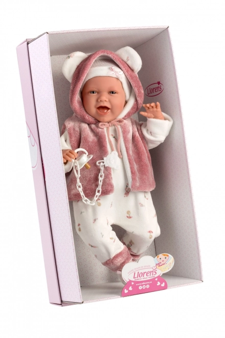 Llorens 74070 NYFØDT - realistisk dukke baby med lyde og blødt stofkrop - 42 cm