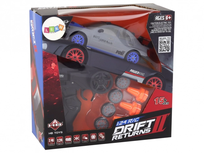 Fjernstyret sportsbil R/C 1:24 udskiftelige hjul – grå