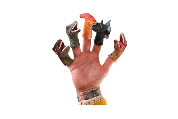 Fingerdukker dinosaurer 5stk gummi 6cm på kort 16,5x20cm