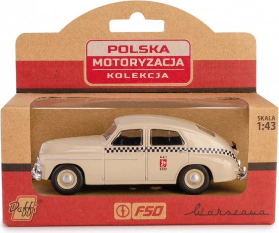 Historisk PRL-bil Warszawa M20 taxi sandfarvet model
