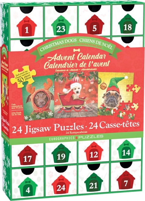 Adventskalender med puslespil Eurographics 24 x 50 stykker – Julehunde