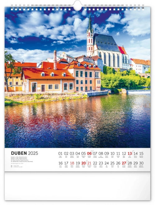 NOTIQUE Vægkalender Tjekkiet 2025, 30 x 34 cm