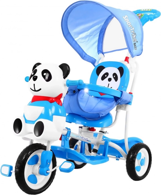 Børnetrehjulet Panda med solskærm og forældrestyring – Blå