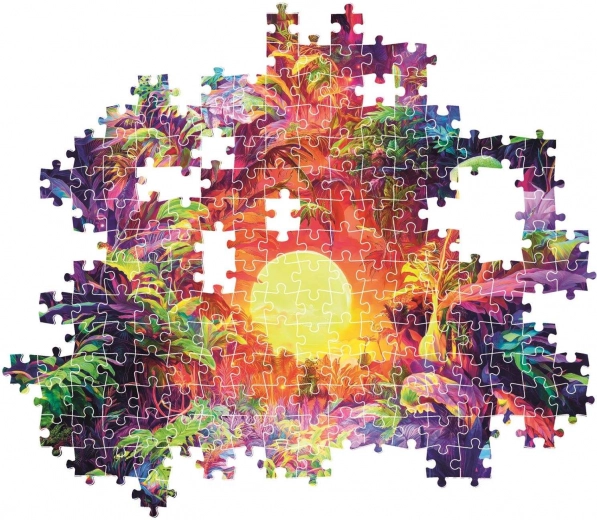 Strålende junglemotiv ved solopgang