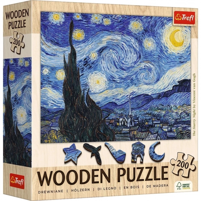 Træpuslespil Vincent van Gogh - Stjernenatten 200 brikker