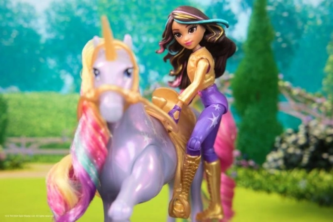 Lysende enhjørning og figur Sophia & Wildstar