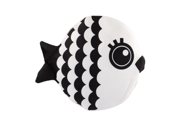 Plys pude 35x30cm sort/hvid i pose 0+