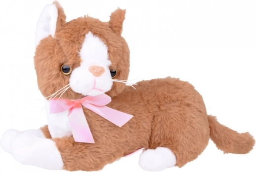 plysset kat Flico med lyserødt bånd 34 cm