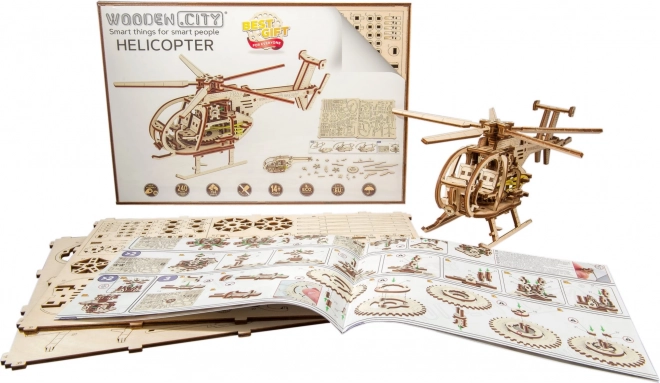 Træ 3D puslespil helikopter
