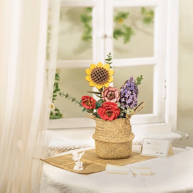 Træ 3D puslespil blomsterbuket Rowood