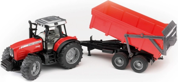 Bruder traktor MASSEY FERGUSON med tiptrailer, rød